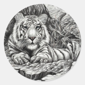 WHITE TIGER von Diana S Martin Runder Aufkleber