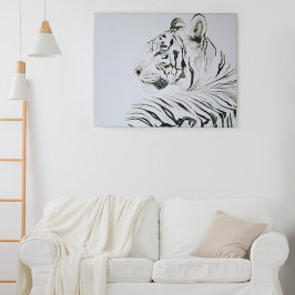 White Tiger Watercolor Leinwanddruck