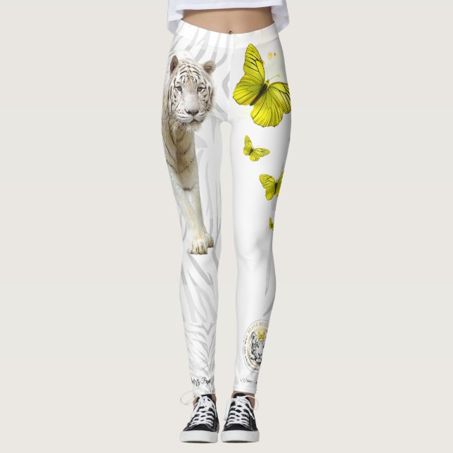  White Tiger Yellow Butterfly  Leggings (Vorderseite)