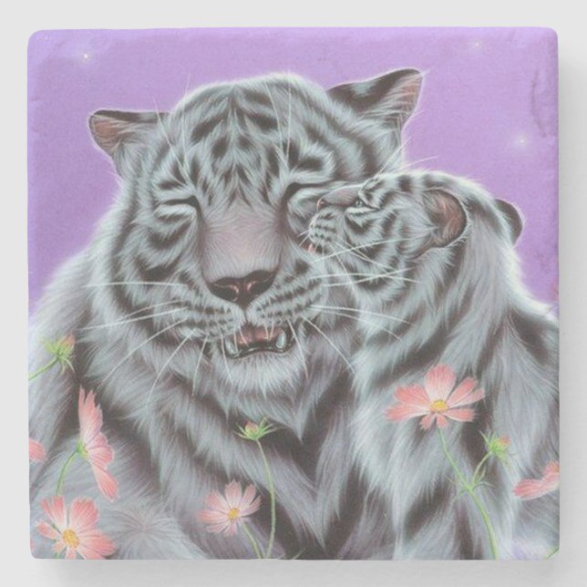 White Tigers Steinuntersetzer (Vorderseite)