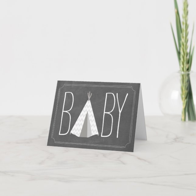 White Tipi Baby Card - Chalk Dankeskarte (Vorderseite)