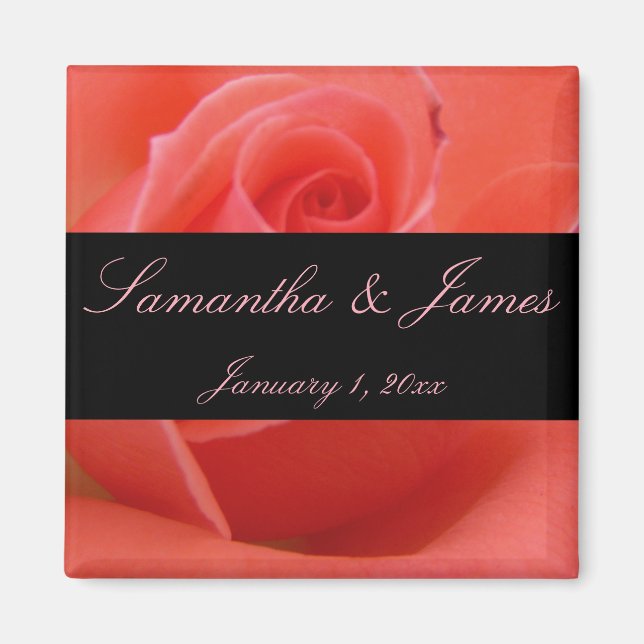 White Tipped Pink Rose Personal Wedding Magnet (Vorne)