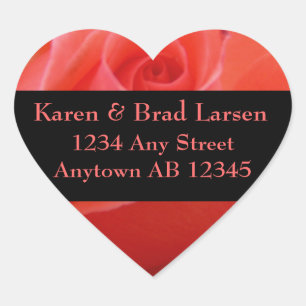 White Tipped Pink Rose Wedding Address Label Herz-Aufkleber