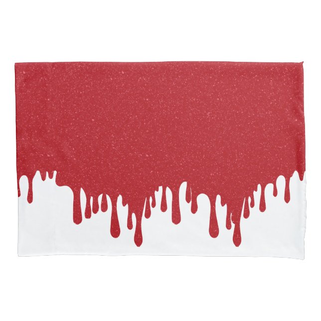 White & Tomato Red Drip Pillowcase – Customizable Kissenbezug (Vorderseite)