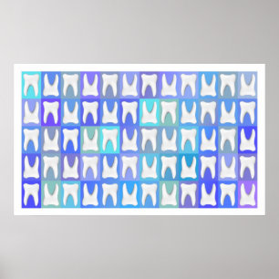 White Tooth Blue Square Muster Dentist Poster