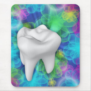 White Tooth Blumen Design Dentist Mousepad
