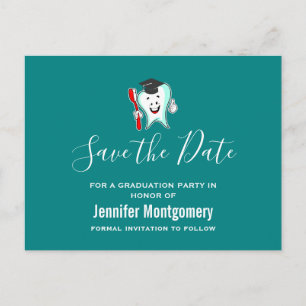 White Tooth mit Graduierstift Save the Date Einladungspostkarte
