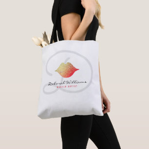 White Tote Bag mit ihrem Namen & Frauenlippen