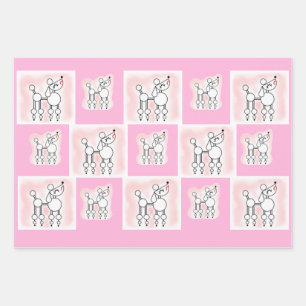 White Toy Poodle Gift Wrap Sheet Set Geschenkpapier Set