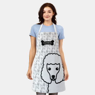 White Toy Poodle Niedlicher Cartoon Dog & Name Schürze