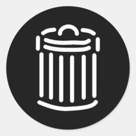 White Trash Can Symbol Runder Aufkleber