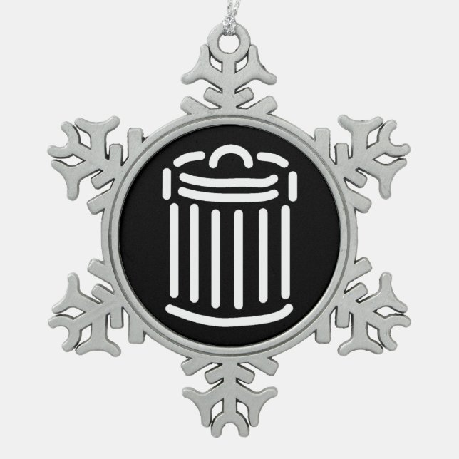 White Trash Can Symbol Schneeflocken Zinn-Ornament (Vorderseite)