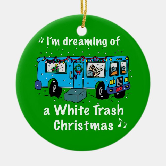 White Trash Weihnachten Keramikornament (Vorne)
