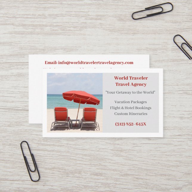 White Travel Agent Agency Visitenkarte (Vorderseite/Rückseite Beispiel)
