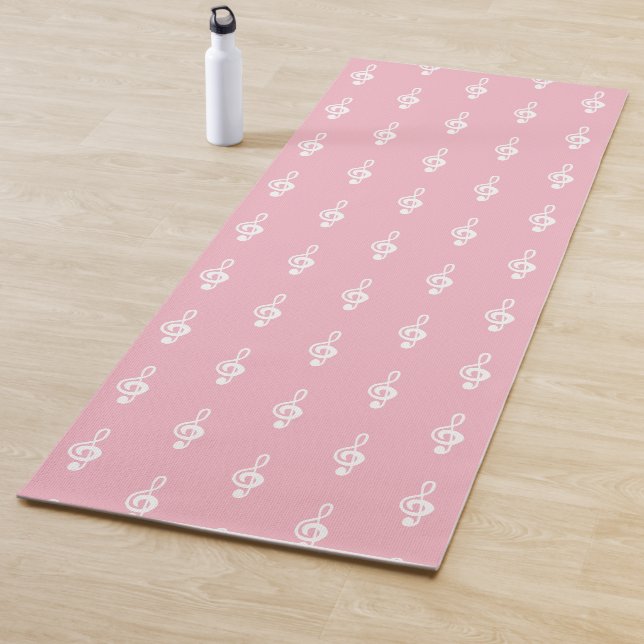 White Treble Clef Music Pink Yogamatte (Beispiel)