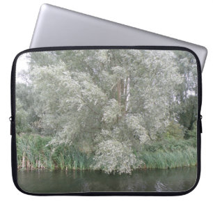 White Tree and River Landscape Laptop Sleeve