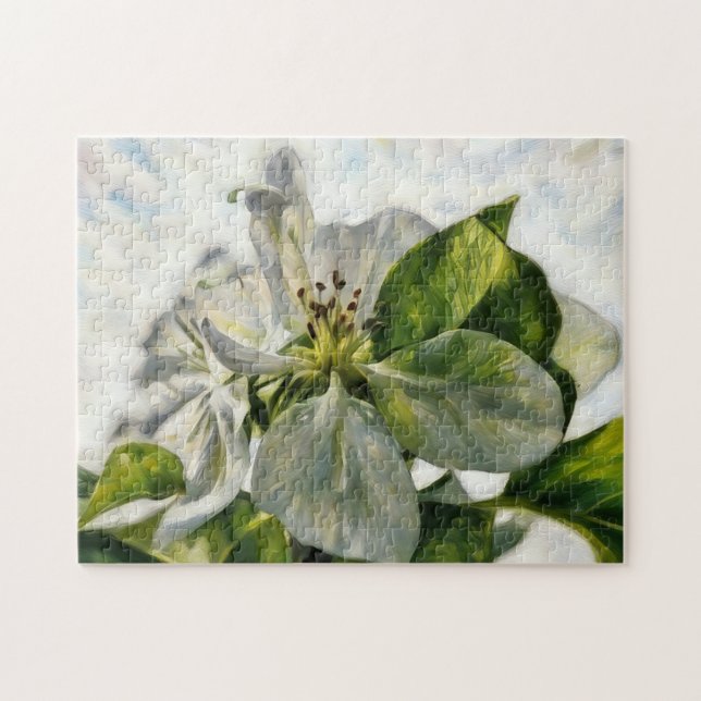 White Tree Blossom Blume Art Puzzle (Horizontal)