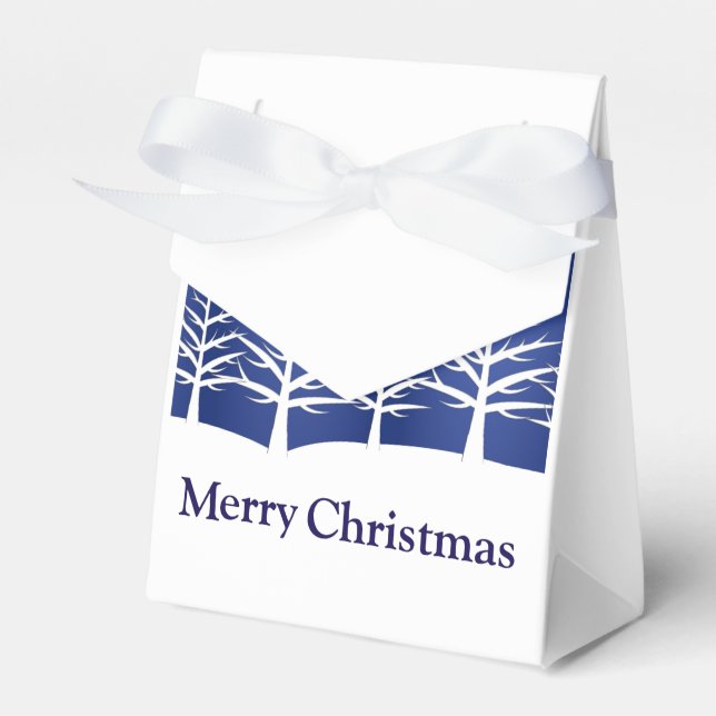 White Tree Silhouetten Elegante Weihnachten Geschenkschachtel (Vorderseite)