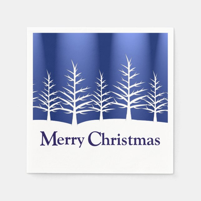 White Tree Silhouetten Elegante Weihnachten Serviette (Vorderseite)