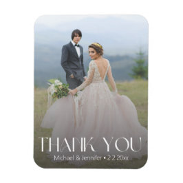 White trendy Typografy Hochzeit Foto vielen Dank Magnet