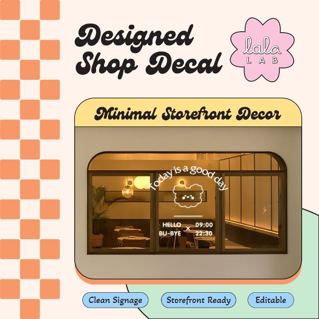 White Trendy Welcome Window Clubing for Coffee Sho Fensteraufkleber (Von Creator hochgeladen)