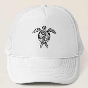 White Tribal Hawaiian Tattoo Boho Sea Turtle Truckerkappe
