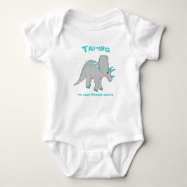 White Triceratops Baby Bodysuit Strampler