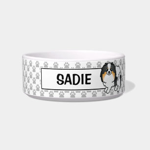 White Tricolor Niedlich Spitz und Hundename Napf
