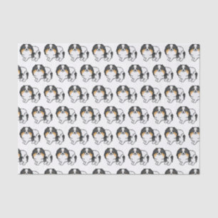 White Tricolor Spitz Niedlich Cartoon Dog Muster Seidenpapier