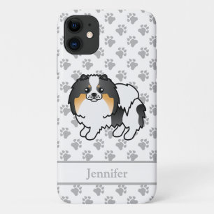 White Tricolor Spitz Niedlich Cartoon Dog & Name Case-Mate iPhone Hülle