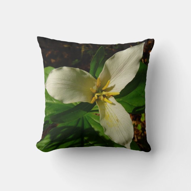White Trillium Blume Spring Wildblume Kissen (Vorderseite)