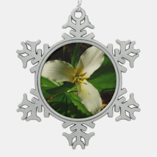 White Trillium Blume Spring Wildblume Schneeflocken Zinn-Ornament