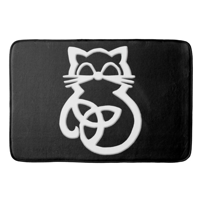White Trinity Knot Celtic Cat Bath Mat Badematte (Vorderseite)