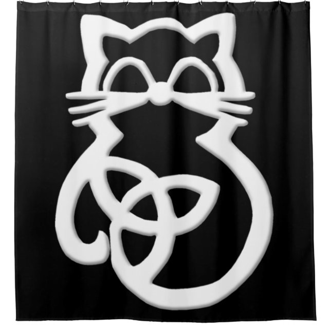 White Trinity Knot Celtic Cat Dusche Vorhang (Vorderseite)