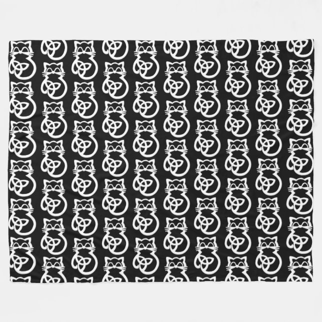White Trinity Knot Celtic Cat Fleece Blanket (Vorderseite (Horizontal))