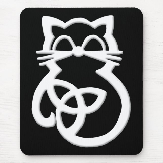 White Trinity Knot Celtic Cat Mousepad (Vorne)