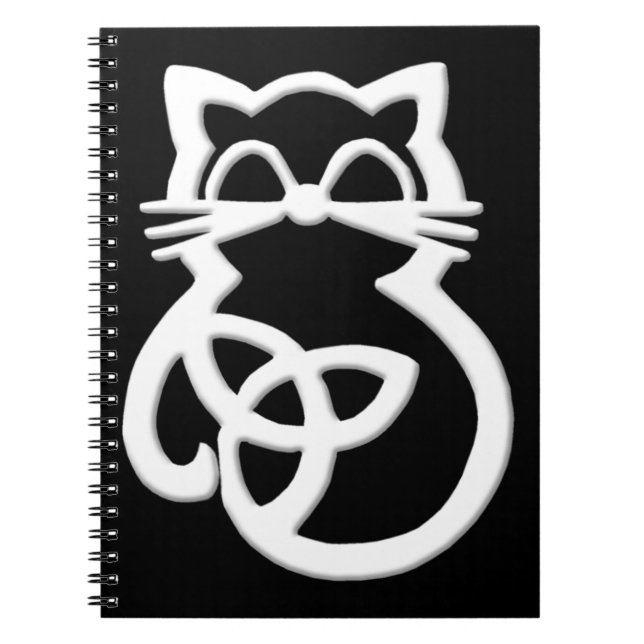 White Trinity Knot Celtic Cat Notebook Notizblock (Vorderseite)