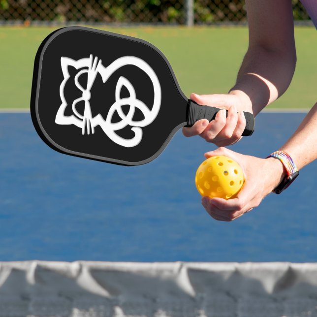 White Trinity Knot Celtic Cat Pickleball Schläger (InSitu)