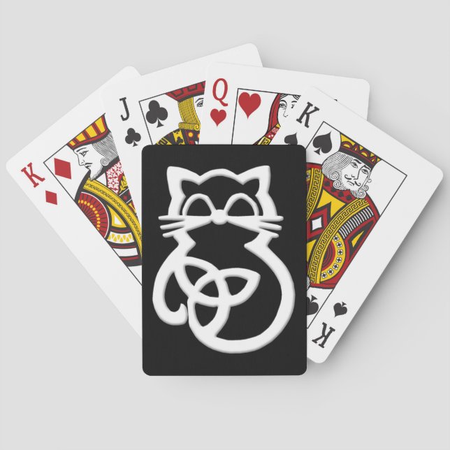 White Trinity Knot Celtic Cat Playing Cards Spielkarten (Rückseite)
