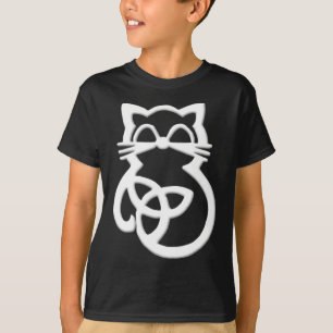 White Trinity Knot Celtic Cat T Shirt