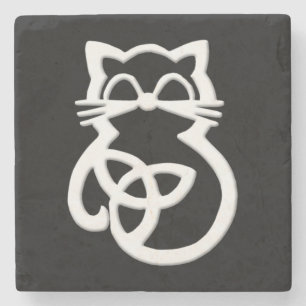 White Trinity Knot Celtic Cat Untersetzer