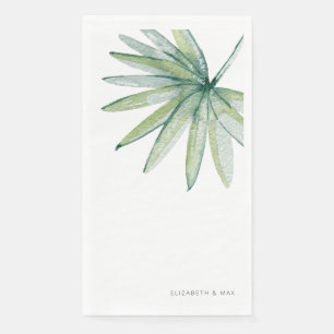 White Tropical Couple Names Wedding Serviette