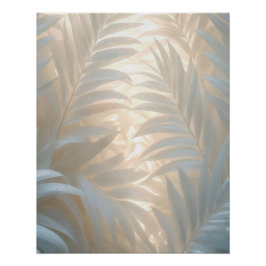 White tropics, palm leaves watercolor poster