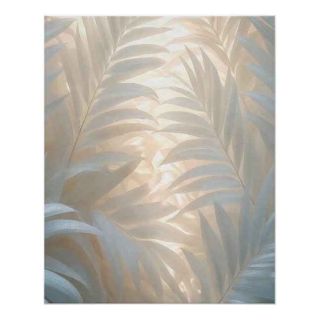 White tropics, palm leaves watercolor poster (Vorderseite)