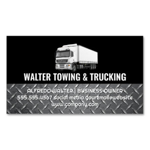 White Trucking Logo Stahlbesatz Logistik Magnetische Visitenkarte
