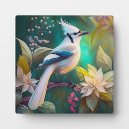 White Tufed Aquamarin Wing Jay Fantasy Bird Fotoplatte