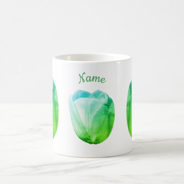 White Tulip Abstrakte Blume Kunst Personalisiert Kaffeetasse (Mittel)