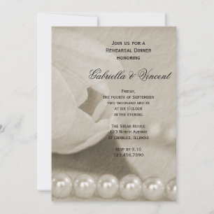 White Tulip and Pearls Hochzeitsessen Probe Einladung