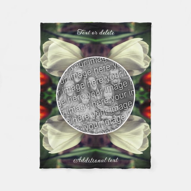 White Tulip Blume Personalisiert Fügen Sie Ihr eig Fleecedecke (Vorderseite)