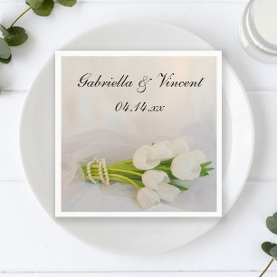 White Tulip Bouquet Spring Wedding Serviette